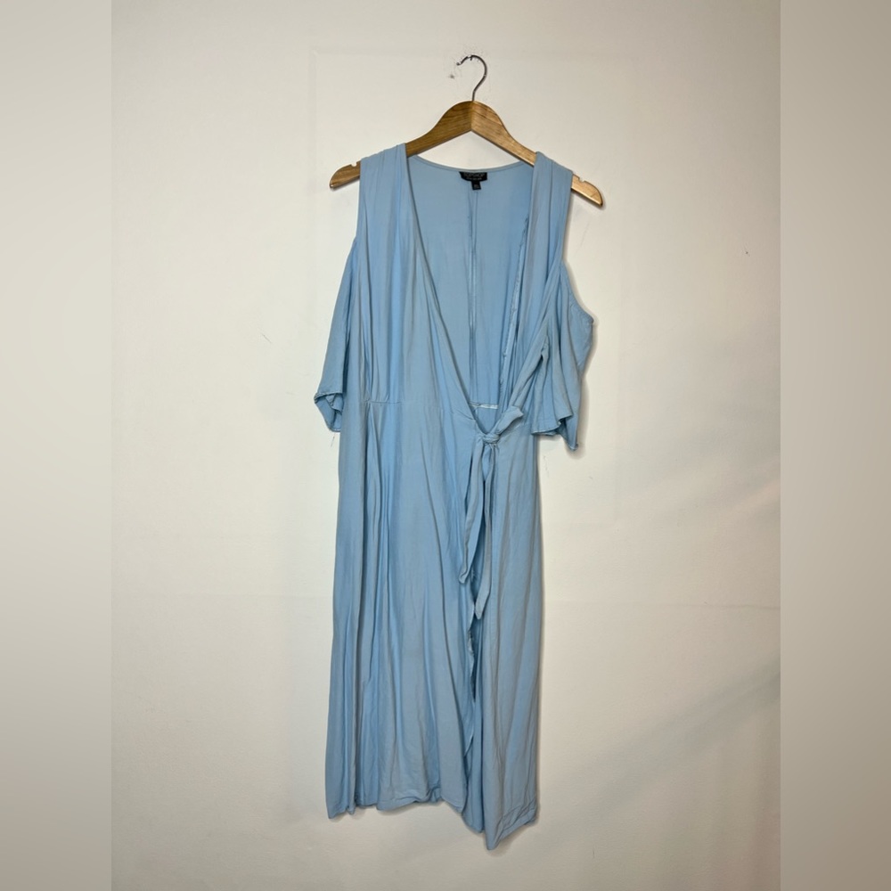 Topshop Baby Blue Open Shoulder Wrap Dress, sz. 12